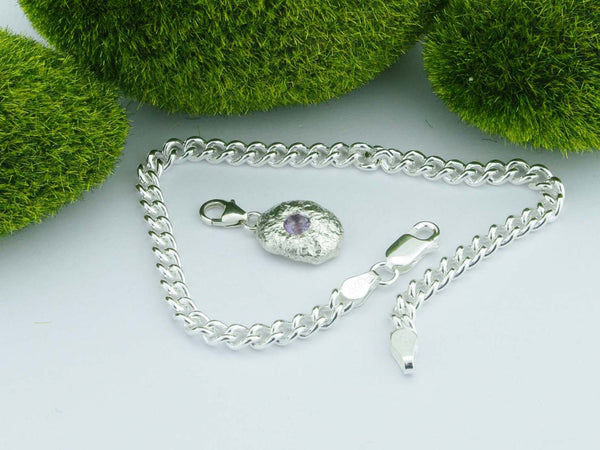 Rose de France Amethyst Solid Sterling Silver Pebble Charm