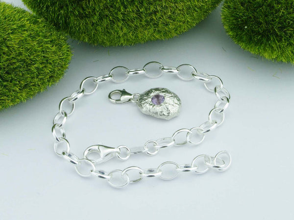 Rose de France Amethyst Solid Sterling Precious Pebble Charm