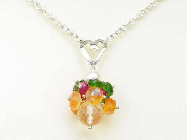 Aphrodite Necklace - Unique Handmade Sterling Silver Heart & Natural Ruby
