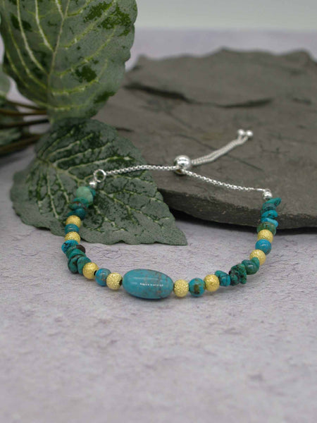 Turquoise and Sterling Silver Slider Bracelet