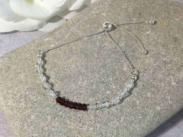 Ruby and Quartz Sterling Silver Slider Bracelet