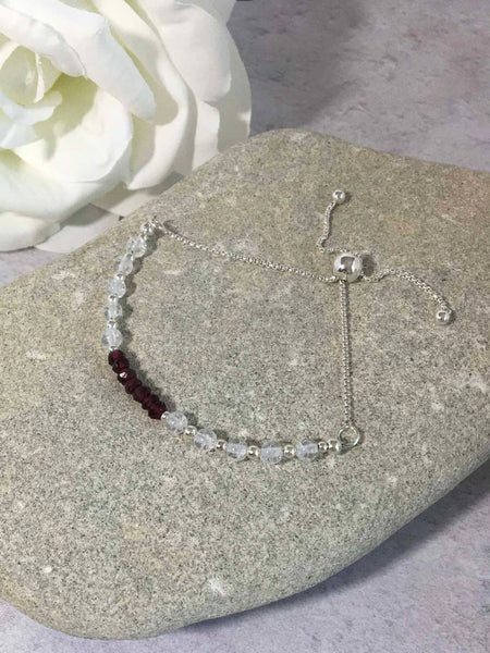 Ruby and Quartz Sterling Silver Slider Bracelet
