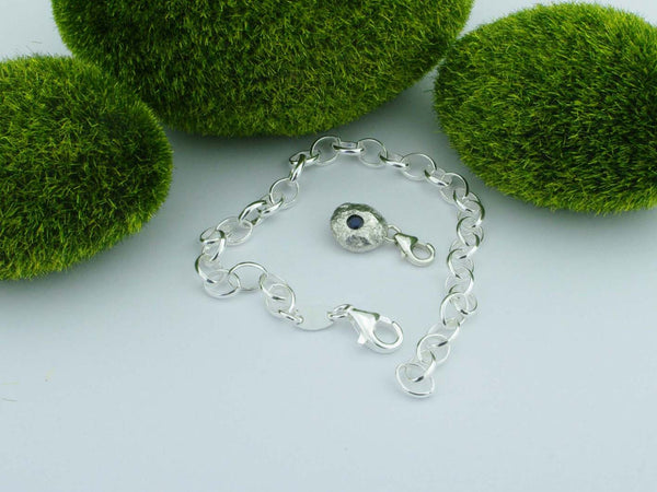 Blue Sapphire Solid Silver Precious Pebble Charm