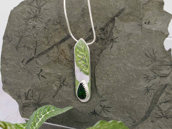 Rune necklace and black opal on sterling silver