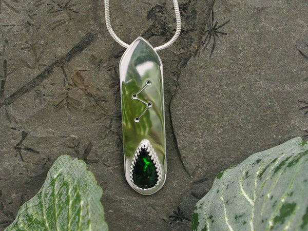 Rune necklace with black opal on sterling silver