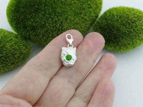 Russian Chrome Diopside Solid Sterling Silver Precious Pebble Charm