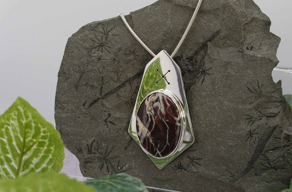 Cappucino Jasper Runic Sterling Silver Necklace