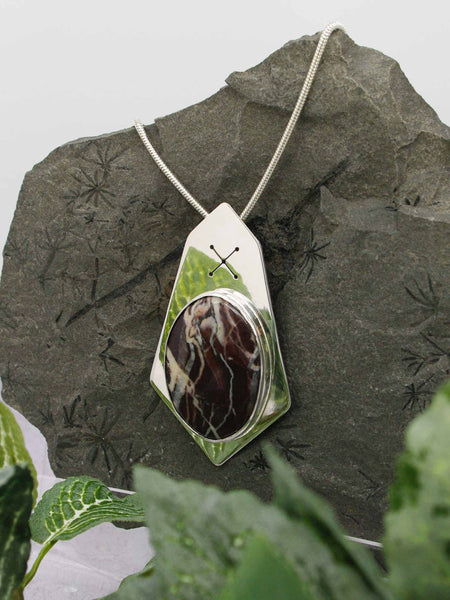 Cappucino Jasper Sterling Silver Runic Necklace