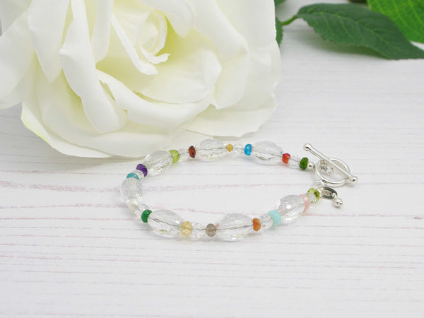 Circus Multi Gemstone Sterling Silver Jewellery by Linda Bracelet with Toggle Clasp