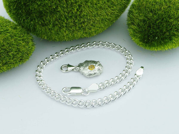 Citrine Solid Sterling Precious Pebble Charm