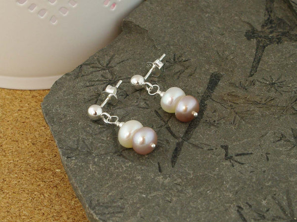 Classic Vintage Earrings - Cultured Pearl on Sterling Silver Earrings