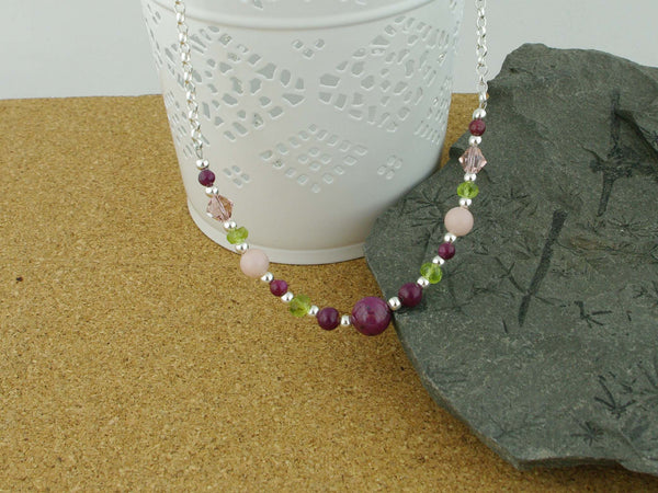Desire Necklace - Ruby, Pink Opal, Peridot & Swarovski from Jewellery by Linda