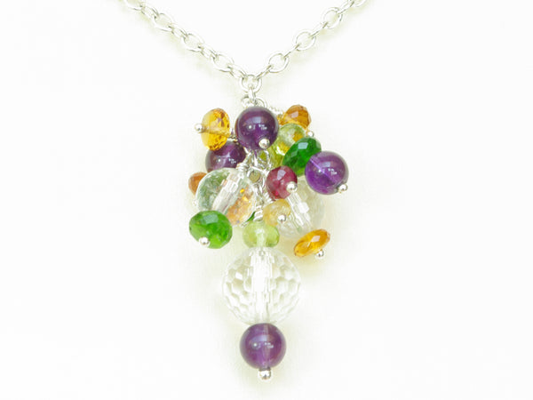 Dew Necklace - Exclusive & Handmade with Yellow Sapphire, Red Spinel, Amethyst & Quartz