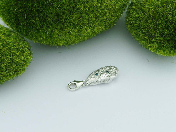 Blue Diamond Solid Silver Precious Pebble Charm