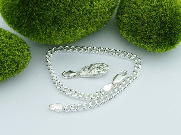 Blue Diamond Solid Sterling Precious Pebble Charm