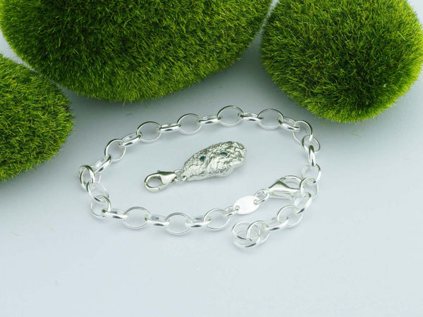 Blue Diamond Solid Sterling Silver Pebble Charm