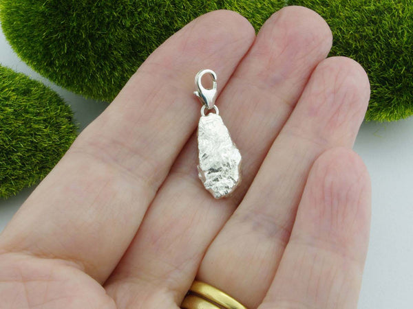 Blue Diamond Solid Sterling Silver Precious Pebble Charm reverse