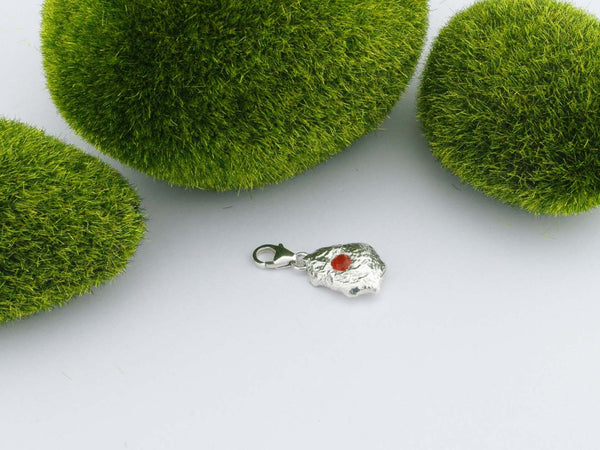 Fire Opal Solid Silver Precious Pebble Charm