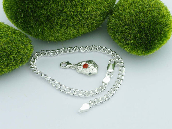 Fire Opal Solid Sterling Precious Pebble Charm