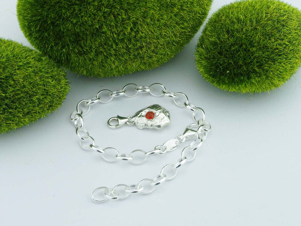 Fire Opal Solid Sterling Silver Pebble Charm