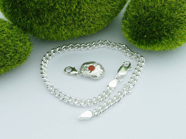 Fire Opal 2 Solid Sterling Precious Pebble Charm