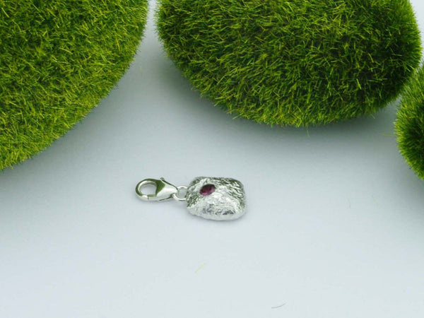 Garnet Solid Silver Precious Pebble Charm