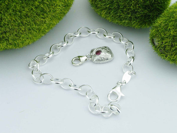 Garnet Solid Sterling Precious Pebble Charm