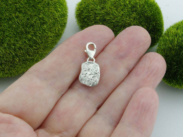 Garnet Solid Sterling Silver Precious Pebble Charm reverse
