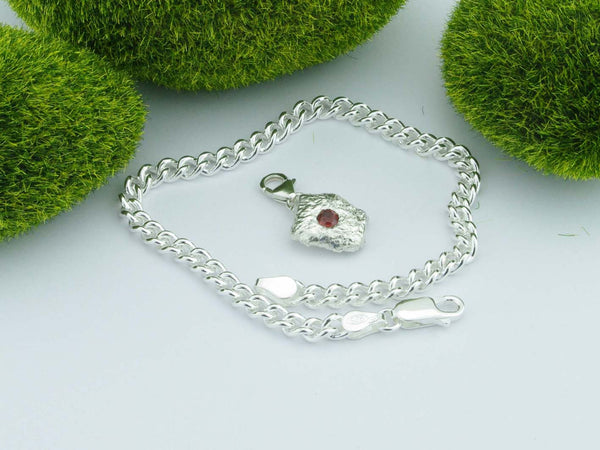 Red Garnet Solid Sterling Precious Pebble Charm