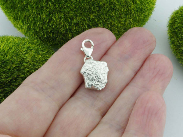 Red Garnet Solid Sterling Silver Precious Pebble Charm reverse
