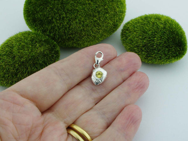 Golden Beryl Solid Sterling Silver Precious Pebble Charm