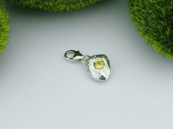 Golden Beryl Solid Silver Precious Pebble Charm