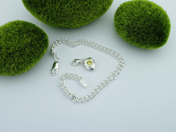 Golden Beryl Solid Sterling Silver Pebble Charm