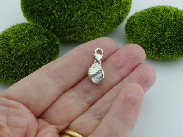 Golden Beryl Solid Sterling Silver Precious Pebble Charm reverse