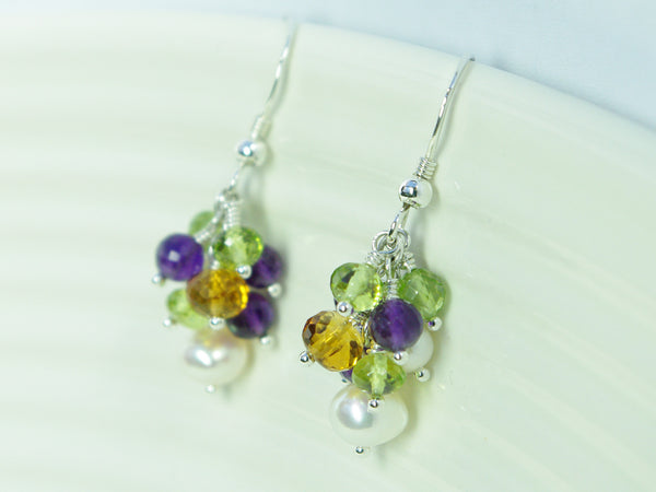 Helena Earrings - Exclusive & Handmade with Amethyst, Peridot and Citrine