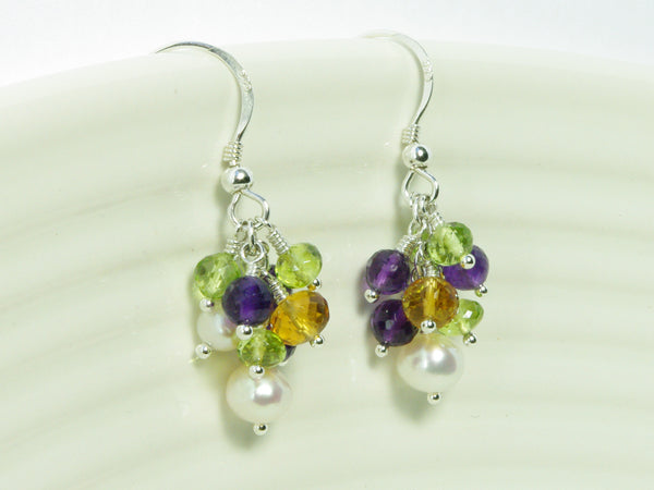Helena Earrings - Exclusive & Handmade with Amethyst, Peridot and Citrine