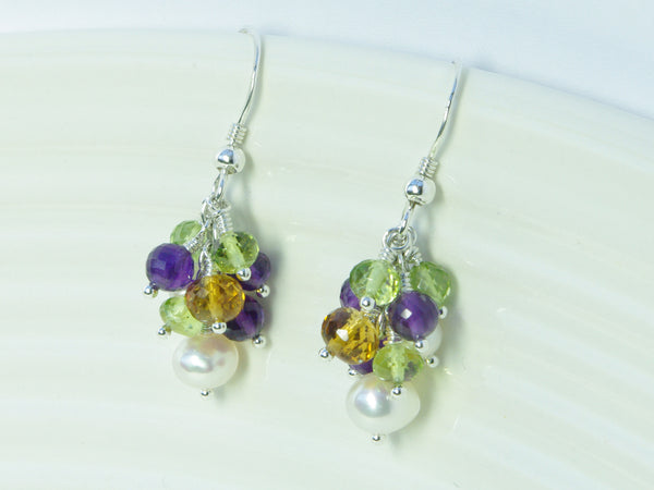 Helena Earrings - Exclusive & Handmade with Amethyst, Peridot and Citrine