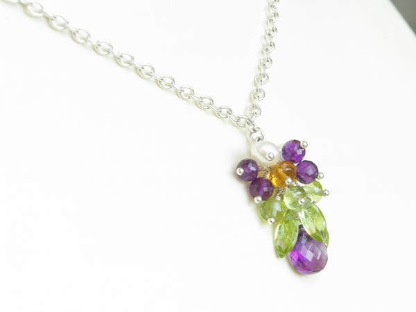 Helena Necklace - Exclusive & Handmade with Amethyst, Peridot & Citrine