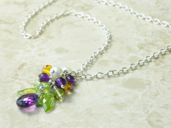 Helena Necklace - Exclusive & Handmade with Amethyst, Peridot & Citrine