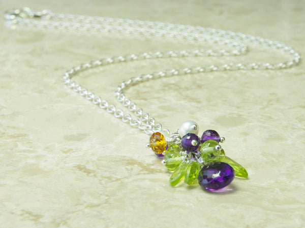 Helena Necklace - Exclusive & Handmade with Amethyst, Peridot & Citrine