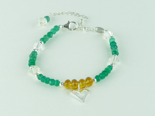 Jealous Heart Bracelet - Madeira Citrine, Green Onyx, Citrine, Sterling Silver