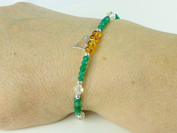 Jealous Heart Bracelet - Madeira Citrine, Green Onyx, Citrine, Sterling Silver shown worn