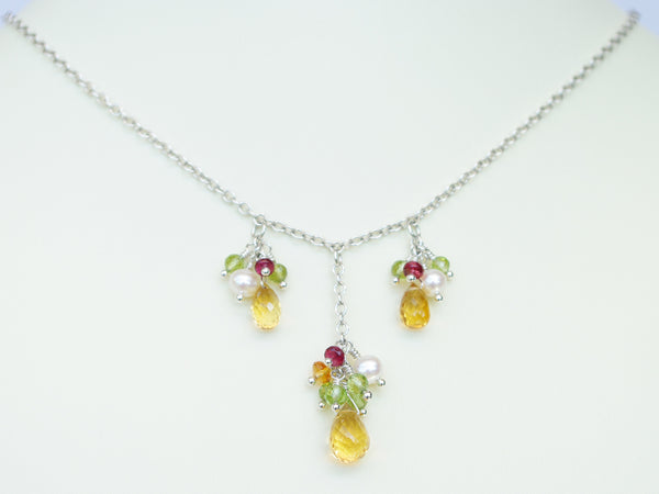 Mustardseed Necklace - Exclusive & Handmade with Citrine, Peridot & Red Spinel