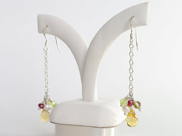 Mustardseed Earrings - Exclusive & Handmade with Citrine, Peridot & Red Spinel