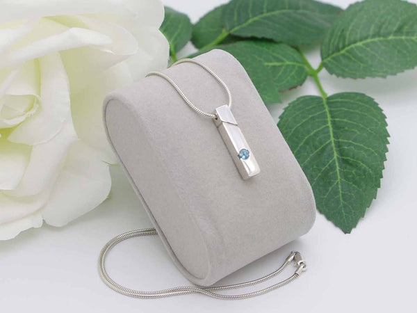 Swiss Blue Topaz Cutout Sterling Silver Simplicity Vertical Bar Pendant Jewellery by Linda