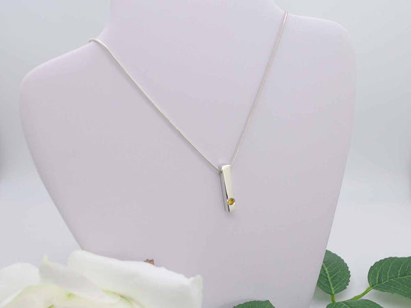 Citrine Golden Yellow Simplicity Vertical Bar Pendant on bust Jewellery by Linda