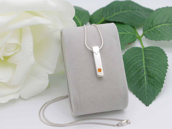 Fire Opal Simplicity Vertical Bar Pendant Jewellery by Linda