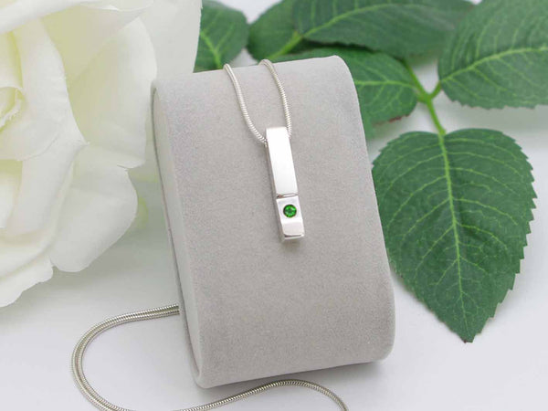 Emerald Green Russian Diopside Simplicity Vertical Bar Pendant by Jewellery by Linda