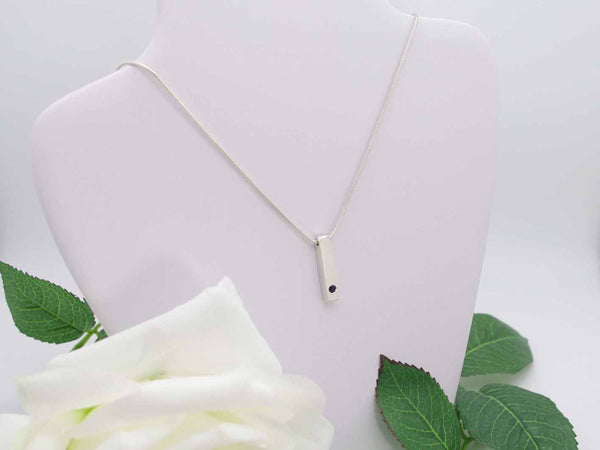 Sapphire Simplicity Vertical Bar Pendant on bust Jewellery by Linda