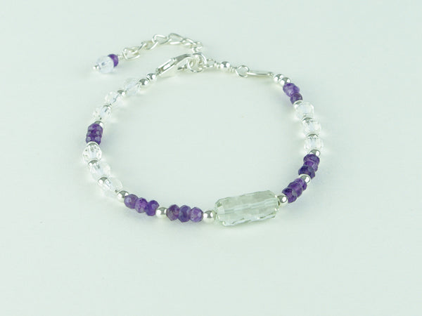 On a Roll Bracelet - Green Amethyst, Amethyst, Quartz, Sterling Silver